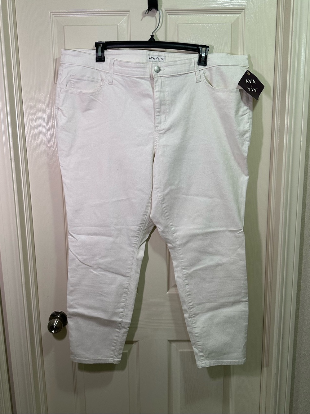 Ava & Viv High Rise Skinny Jeans Plus Size 24W White Stretch Summer NWT